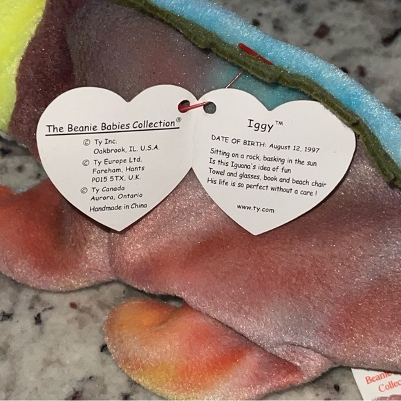 NWT Vintage Ty Beanie Baby Iggy the Iguana 1997 Rainbow Collectible Lizard - Picture 8 of 10